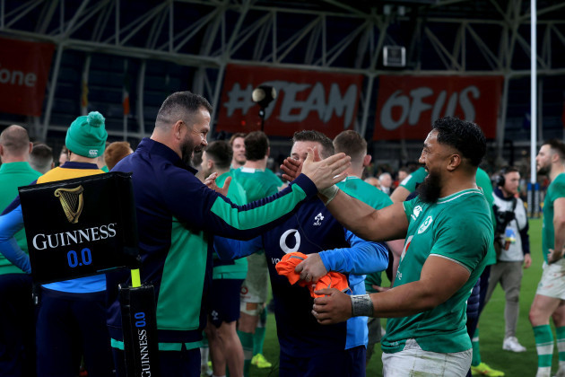 ireland-head-coach-andy-farrell-and-bundee-aki-celebrate-following-the-guinness-six-nations-match-at-the-aviva-stadium-dublin-picture-date-saturday-march-16-2024