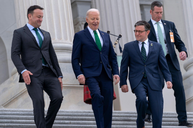from-left-irish-prime-minister-leo-varadkar-president-joe-biden-and-speaker-of-the-house-mike-johnson-r-la-walk-down-the-steps-following-the-annual-st-patricks-day-gathering-at-the-u-s-capit