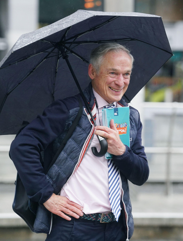 fine-gael-td-richard-bruton-during-a-morning-canvass-of-commuters-at-mayor-square-in-dublins-city-centre-picture-date-wednesday-october-11-2023