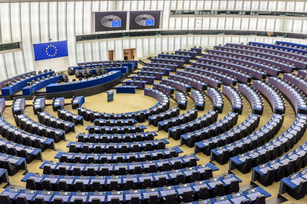 general-view-of-the-hemicycle-of-the-european-parliament-in-brussels-belgium-with-the-flag-of-the-european-union-above-the-desk-of-the-president
