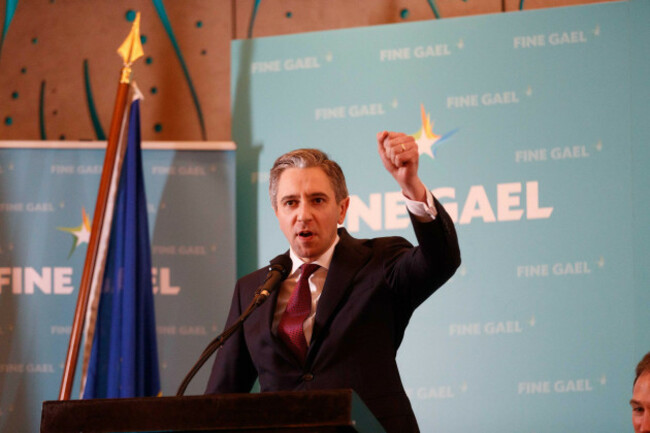 simon-harris-speaks-after-being-confirmed-as-the-new-leader-of-fine-gael-paving-the-way-for-him-to-become-irelands-youngest-premier-at-the-midlands-north-west-european-election-selection-convention