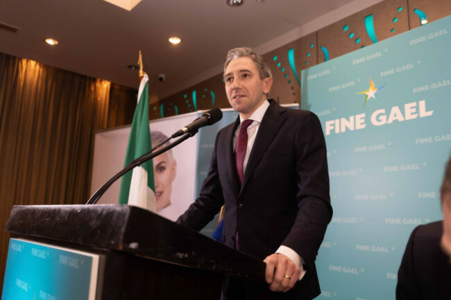 simon-harris-speaks-after-being-confirmed-as-the-new-leader-of-fine-gael-paving-the-way-for-him-to-become-irelands-youngest-premier-at-the-midlands-north-west-european-election-selection-convention