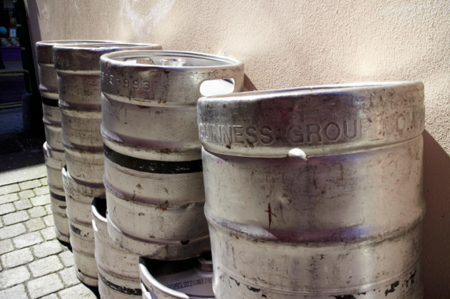 row-of-guinness-stout-barrels-outside-a-pub-sligo-republic-of-ireland