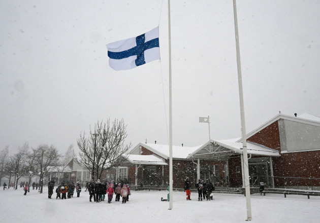 the-flag-of-finland-flies-at-half-mast-at-the-viertola-school-in-vantaa-finland-on-wednesday-april-3-2024-a-12-year-old-student-opened-fire-at-a-secondary-school-in-southern-finland-on-tuesday-mo