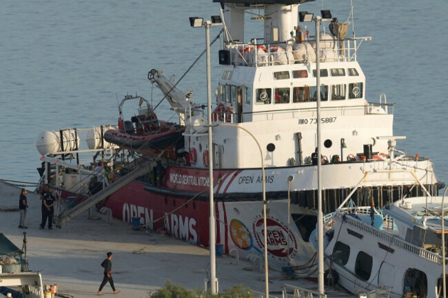 a-ship-belonging-to-the-open-arms-aid-group-and-is-one-of-three-ships-loaded-with-canned-food-destined-to-gaza-has-returned-to-the-cypriot-port-of-larnaca-cyprus-wednesday-april-3-2024-cyprus-w