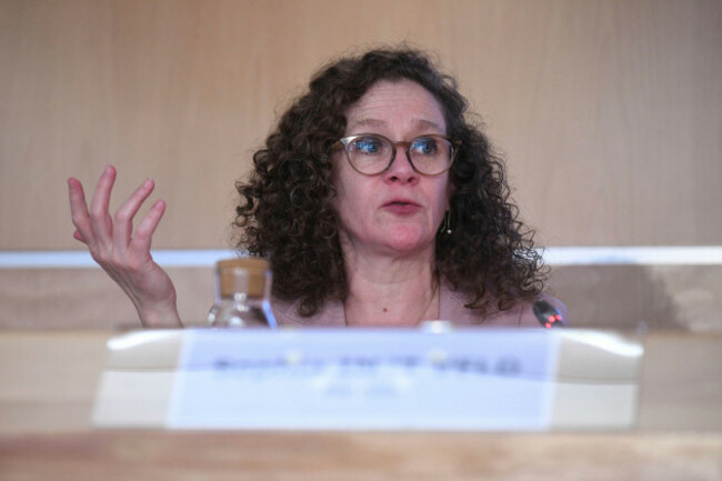 renew-europe-group-member-sophia-in-t-veld-and-during-a-press-conference-in-the-framework-of-the-pegasus-commission-at-the-european-parliament-office-march-21-2023-in-madrid-spain-representativ