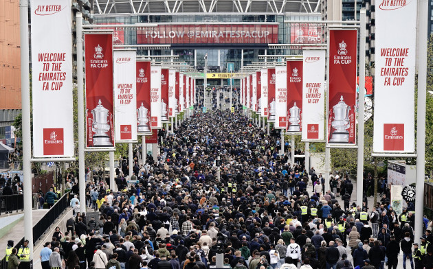 fans-on-wembley-way-ahead-of-the-emirates-fa-cup-semi-final-match-at-wembley-stadium-london-picture-date-saturday-april-20-2024
