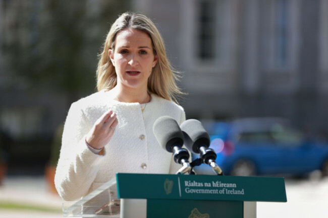 justice-minister-helen-mcentee-speaking-to-the-media-at-government-buildings-in-dublin-about-increased-penalties-for-knife-crime-picture-date-tuesday-april-16-2024