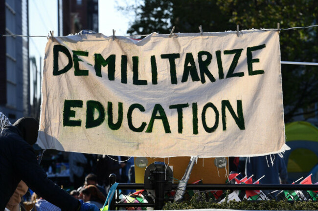 new-york-usa-26th-apr-2024-a-home-made-sign-posted-at-the-entrance-of-the-gaza-solidarity-encampment-on-the-west-lawn-of-columbia-university-new-york-ny-april-26-2024-negotiations-between-t