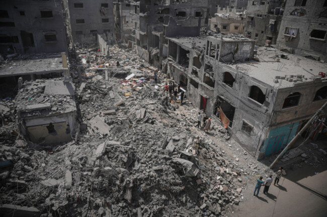 gaza-gaza-palestine-27th-apr-2024-significant-destruction-in-nuseirat-camp-after-the-destruction-of-an-entire-residential-block-in-the-center-of-the-camp-credit-image-saher-alghorrazuma