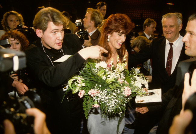 johnny-logan-singer-and-composer-ireland-with-cousin-linda-martin-singer-when-they-won-eurovision-song-contest-1992-in-malmoe