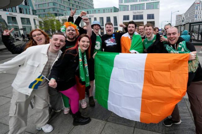 ireland-fans-cheer-with-a-flag-as-they-stand-in-line-for-the-second-dress-rehearsal-for-the-first-semifinal-at-the-eurovision-song-contest-in-malmo-sweden-monday-may-6-2024-ap-photomartin-meiss