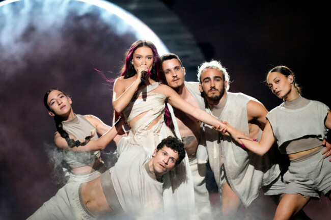 eden-golan-of-israel-performs-the-song-hurricane-during-the-dress-rehearsal-for-the-second-semi-final-at-the-eurovision-song-contest-in-malmo-sweden-wednesday-may-8-2024-ap-photomartin-meissner