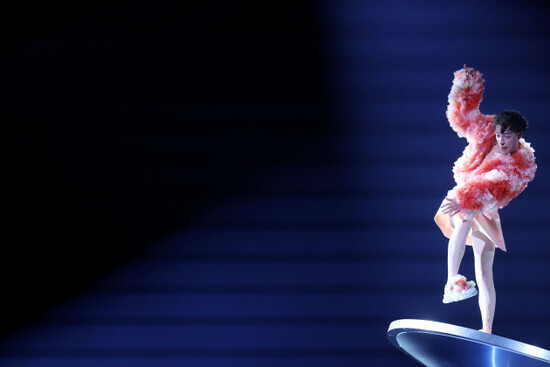 malmo-sweden-10th-may-2024-nemo-represents-switzerland-performs-during-the-dress-rehearsal-of-the-grand-final-of-the-68th-edition-of-the-eurovision-song-contest-esc-at-malmo-arena-in-malmo-swe