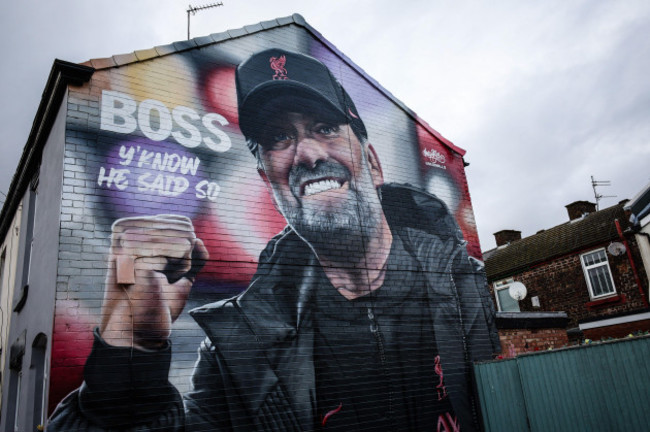 liverpool-uk-14th-mar-2024-a-mural-of-liverpool-manager-jurgen-klopp-is-seen-outside-the-ground-ahead-of-the-uefa-europa-league-round-of-16-second-leg-match-between-liverpool-fc-and-sparta-prague