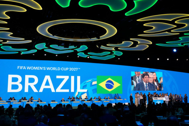 president-of-the-football-associated-of-brazil-ednaldo-rodrigues-delivers-his-speech-after-brazil-was-chosen-to-host-the-2027-womens-world-cup-soccer-at-the-fifa-congress-in-bangkok-thailand-fri