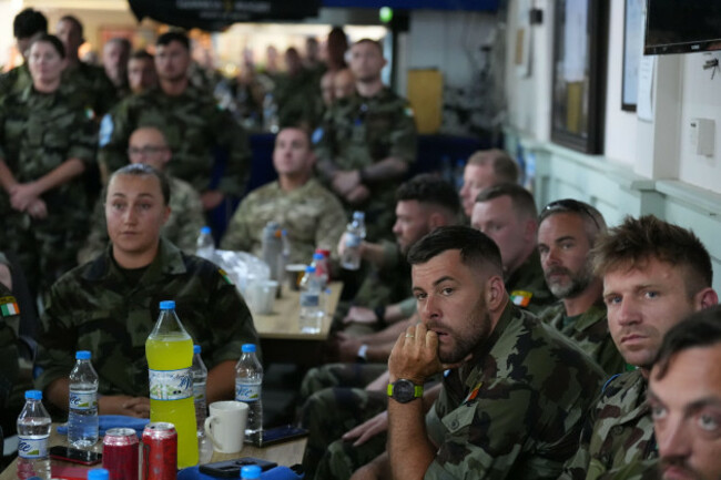 soldiers-listening-to-tanaiste-micheal-martin-as-he-speaks-to-members-of-the-124th-infantry-battalion-at-camp-shamrock-in-debel-during-a-visit-to-lebanon-to-meet-irish-troops-serving-with-the-united-n