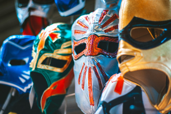 fourcolorfulmexicanwrestlingmasks