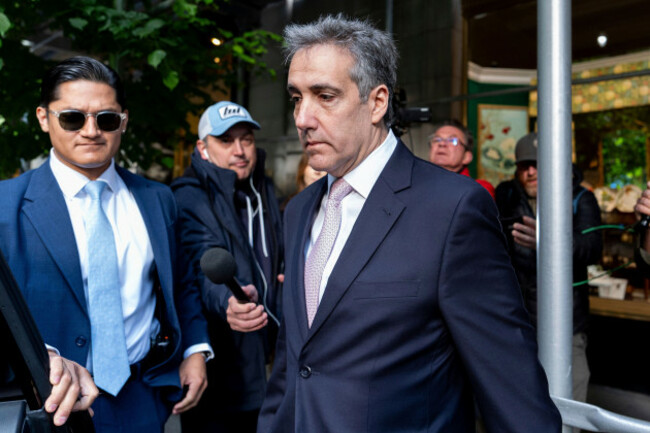 file-michael-cohen-leaves-his-apartment-building-on-his-way-to-manhattan-criminal-court-may-13-2024-in-new-york-the-testimony-in-donald-trumps-hush-money-trial-is-all-wrapped-up-after-more-than