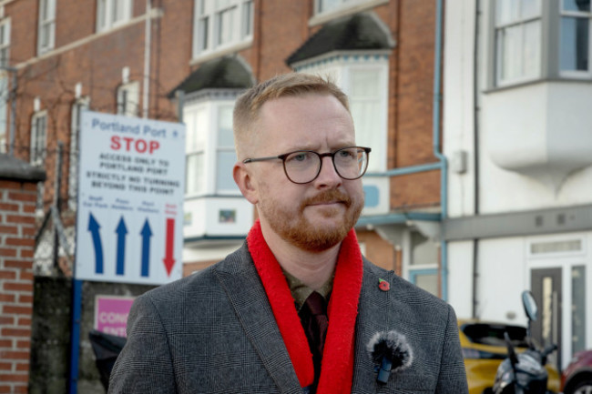lloyd-russell-moyle-mp-at-portland-port-dorset-where-he-failed-to-be-allowed-access-to-the-bibby-stockholm-immigration-barge
