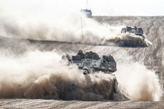 rafah-israel-29th-may-2024-the-israeli-tanks-operate-amid-the-ongoing-conflict-between-israel-and-the-palestinian-islamist-group-hamas-mobility-of-tanks-armored-personnel-carriers-trucks-and-mi