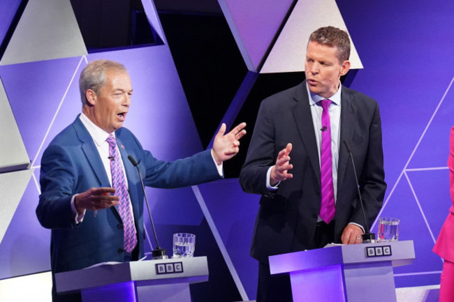 reform-uk-leader-nigel-farage-left-and-leader-of-plaid-cymru-rhun-ap-iorwerth-take-part-in-the-bbc-election-debate-hosted-by-bbc-news-presenter-mishal-husain-at-bbc-broadcasting-house-in-london-ah