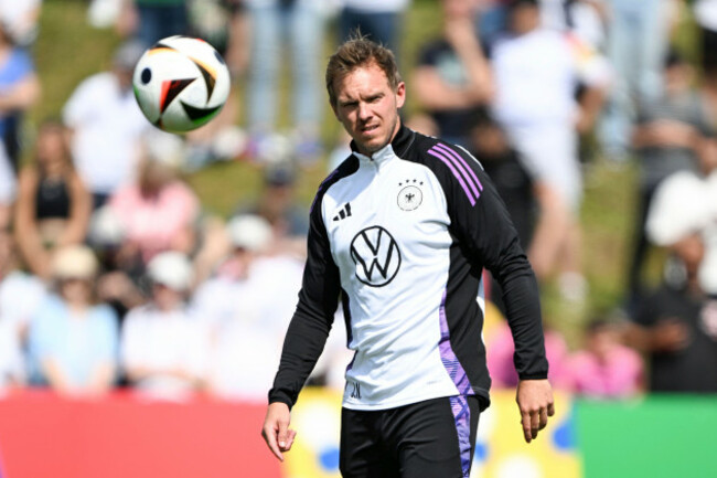 germanys-national-team-coach-julian-nagelsmann-leads-the-training-of-his-team-in-herzogenaurach-germany-monday-june-10-2024-federico-gambarinidpa-via-ap