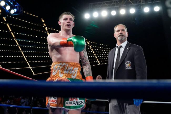 irelands-callum-walsh-left-gestures-to-loved-ones-after-a-super-welterweight-boxing-match-against-kazakhstans-dauren-yeleussinov-friday-march-15-2024-in-new-york-walsh-stopped-yeleussinov-in