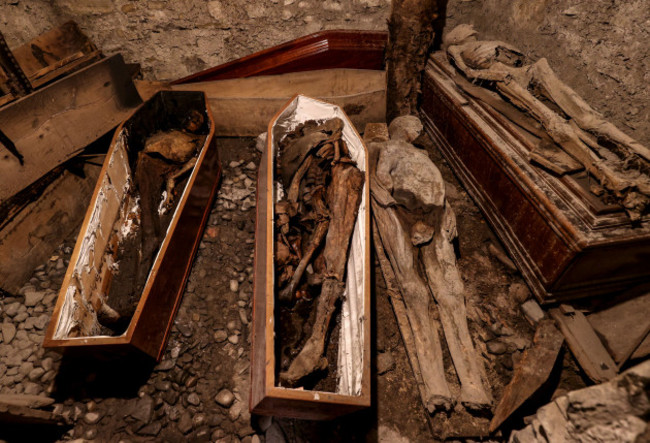 Mummified remains in St Michan's Church Crypt 13 May 2024. Photo Credit Dan Sheridan_St Michan's Church -02