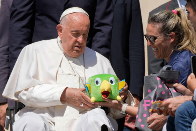 pope-francis-receives-presents-as-he-leaves-at-the-end-of-his-weekly-general-audience-in-st-peters-square-at-the-vatican-wednesday-june-12-2024-ap-photoalessandra-tarantino