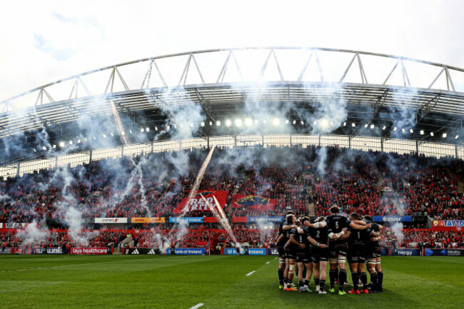 a-view-of-the-glasgow-warriors-team-huddle-ahead-of-the-game