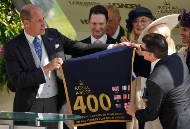 the-prince-of-wales-presents-aidan-obrien-with-an-award-for-training-his-400th-career-flat-group-1-winner-at-royal-ascot-after-winning-the-prince-of-waless-stakes-with-auguste-rodin-during-day-two