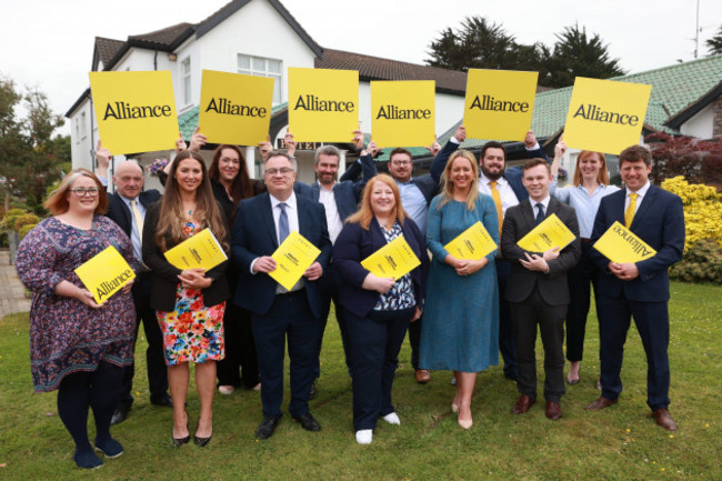 alliance-leader-naomi-long-centre-with-the-partys-westminster-candidates-during-the-partys-general-election-manifesto-launch-at-the-ivanhoe-hotel-in-belfast-picture-date-thursday-june-20-2024