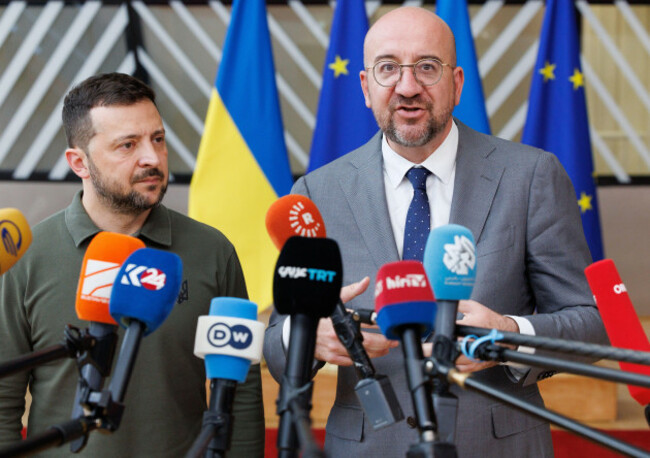 Ukraine president Volodymyr Zelensky and European Council President Charles Michel today