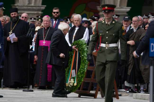 president-michael-d-higgins-lays-a-wreath-during-the-national-day-of-commemoration-ceremony-held-to-honour-all-irishmen-and-irishwomen-who-died-in-past-wars-or-on-service-with-the-united-nations-at