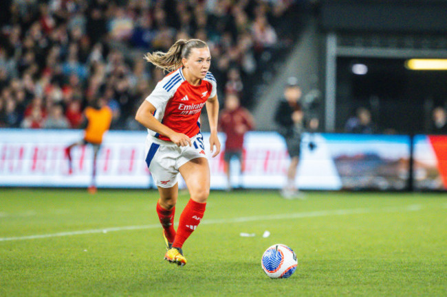 melbourne-victoria-australia-24th-may-2024-melbourne-australia-may-24-katie-mccabe-of-arsenal-women-fc-whilst-playing-against-the-a-league-all-stars-women-team-during-the-global-football-week