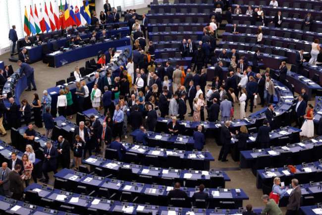 members-of-european-parliament-enter-the-plenary-chamber-as-they-prepare-to-vote-at-the-european-parliament-in-strasbourg-eastern-france-thursday-july-18-2024-european-commission-president-ursula