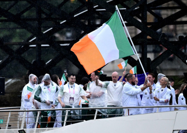 the-ireland-olympic-team-during-the-opening-ceremony-of-the-paris-2024-olympic-games-picture-date-friday-july-26-2024