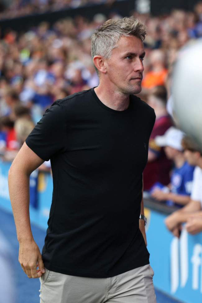 ipswich-uk-27th-july-2024-ipswich-town-manager-kieran-mckenna-before-kick-off-at-the-ipswich-town-v-fortuna-dusseldorf-pre-season-friendly-match-at-portman-road-ipswich-united-kingdom-on-27-july