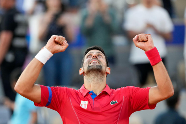 paris-france-02nd-aug-2024-paris-france-august-2-novak-djokovic-of-serbia-celebrates-his-victory-and-entry-into-the-final-during-the-mens-singles-semi-final-on-day-seven-of-the-olympic-games