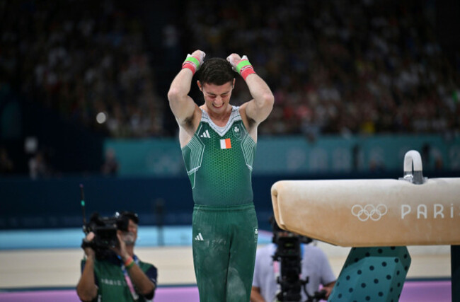 mc-clenaghan-rhys-of-ireland-performs-during-the-mens-artistic-gymnastics-pommel-horse-final-in-the-paris-olympics-at-the-bercy-arena-in-paris-france-on-aug-3-2024-the-yomiuri-shimbun-via-ap-ima