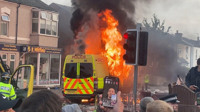 a-police-van-set-alight-as-trouble-flares-during-a-protest-in-southport-after-three-children-died-and-eight-were-injured-in-a-ferocious-knife-attack-during-a-taylor-swift-event-at-a-dance-school-on