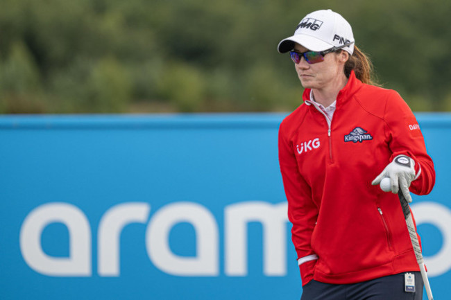 st-albans-uk-02nd-july-2024-leona-maguire-and-her-team-ben-angold-graziano-bellone-and-samir-rostock-compete-in-the-pro-am-tournament-at-the-aramco-team-series-golf-tournament-at-the-centurian-cl