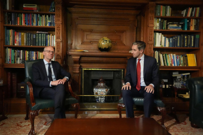 taoiseach-simon-harris-during-a-bilateral-meeting-with-the-prime-minister-of-luxembourg-luc-frieden-at-farmleigh-house-dublin-picture-date-monday-september-2-2024