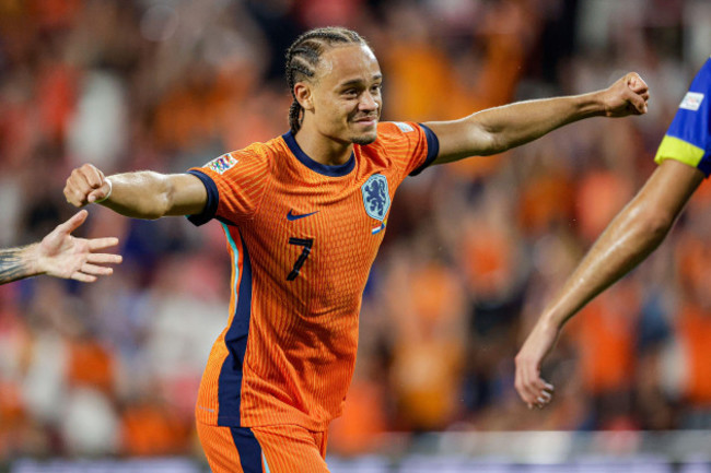 eindhoven-netherlands-07th-sep-2024-eindhoven-netherlands-september-7-xavi-simons-of-the-netherlands-celebrates-the-fifth-goal-during-the-uefa-nations-league-match-between-netherlands-and-bosn