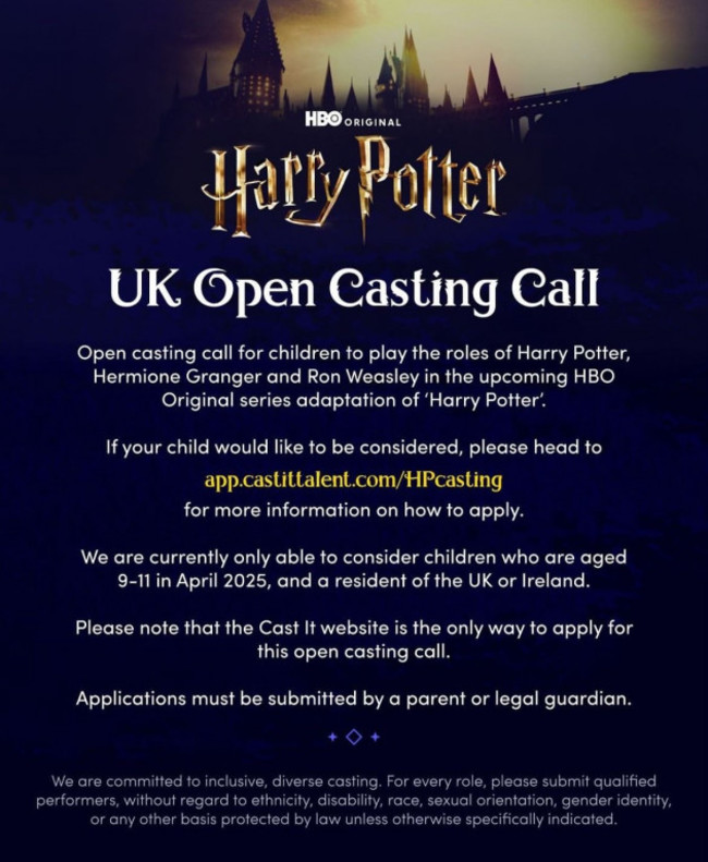 Harry Potter casting call