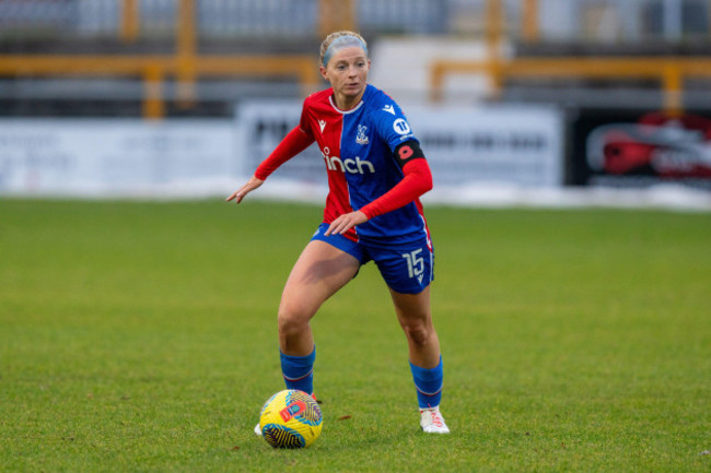 sutton-uk-08th-nov-2023-the-vbs-community-stadium-sutton-england-november-12-2023-crystal-palace-defender-hayley-nolan-15-during-the-fa-womens-championship-match-between-crystal-palace-and-le