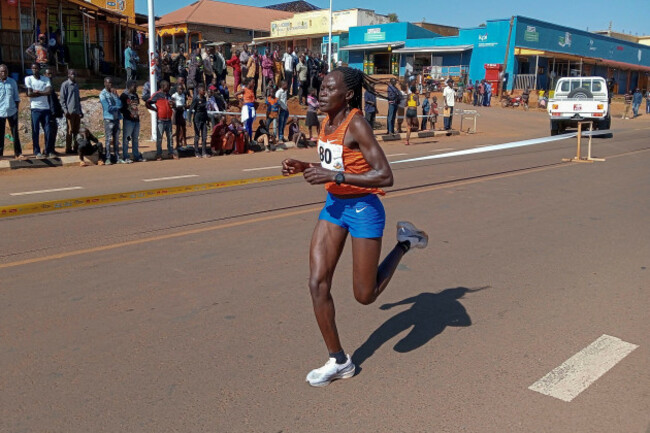 file-rebecca-cheptegei-competes-at-the-discovery-10km-road-race-in-kapchorwa-uganda-jan-20-2023-ap-photo-file