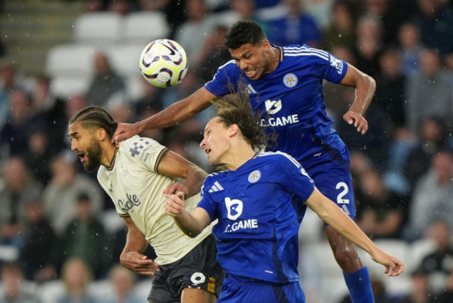 evertons-dominic-calvert-lewin-left-battles-with-leicester-citys-wout-faes-centre-and-james-justin-during-the-premier-league-match-at-the-king-power-stadium-leicester-picture-date-saturday-se