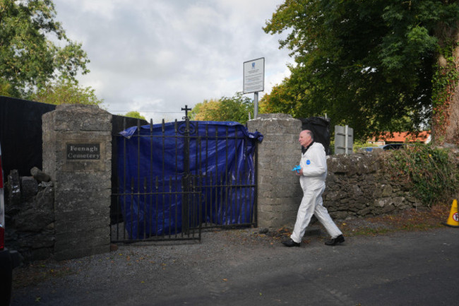 forensic-officers-at-the-scene-of-the-exhumation-of-patrick-nugent-at-feenagh-cemetery-county-clare-as-part-of-a-fresh-investigation-into-the-death-of-the-23-year-old-who-died-in-the-early-hours-of